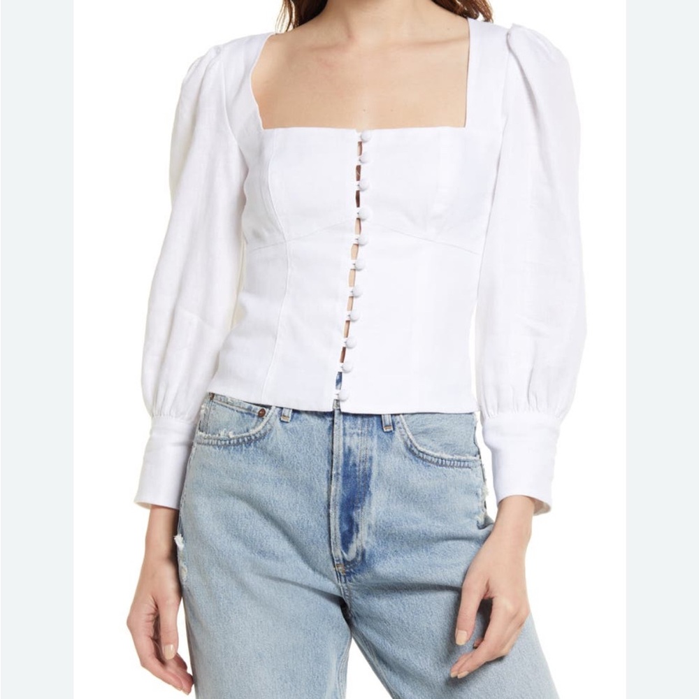 Reformation Micah Blouse - Linen Size 8